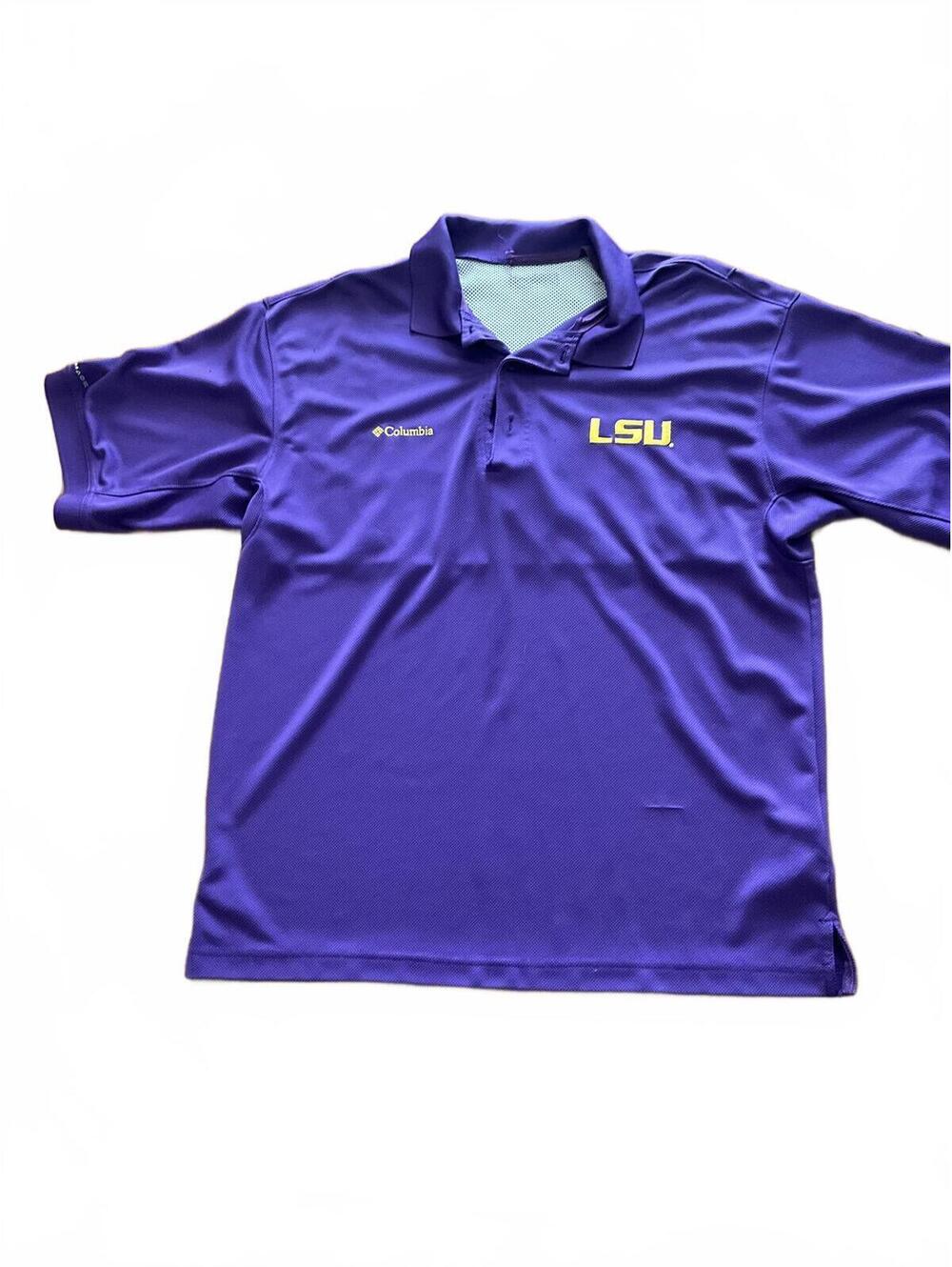 Columbia Purple LSU Tigers Mens PFG Polo Shirt